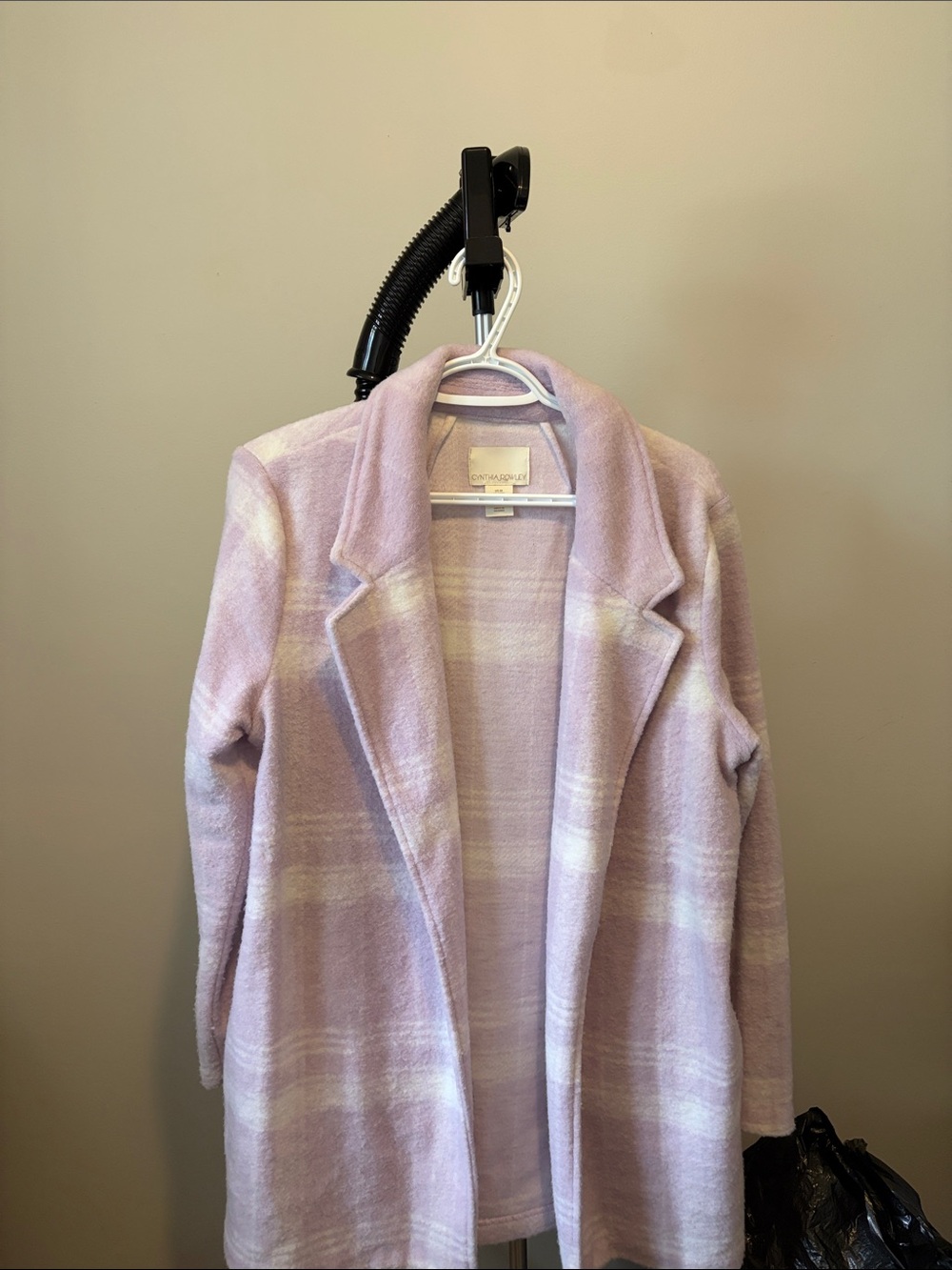 Cynthia Rowley Lavender Plaid Open-Front Jacket